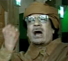 Colonel Gaddafi issues a message of defiance to Libya protesters. (Reuters)