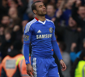 Chelsea player Ashley Cole after missing a penalty against Everton (Reuters)