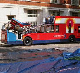July 7 London bombings: exploded bus in Tavistock Square. 
