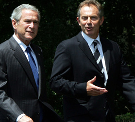 Tony Blair with George Bush at the White House in 2006 (Getty)