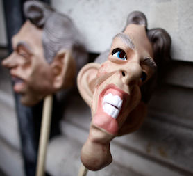 Iraq Inquiry: Tony Blair masks. (Getty)