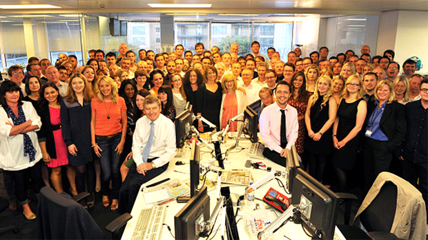Staff at the News of the World on their last day in the office in Wapping 