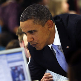 Elite Facebook? Obama checks his friends list. (Getty)