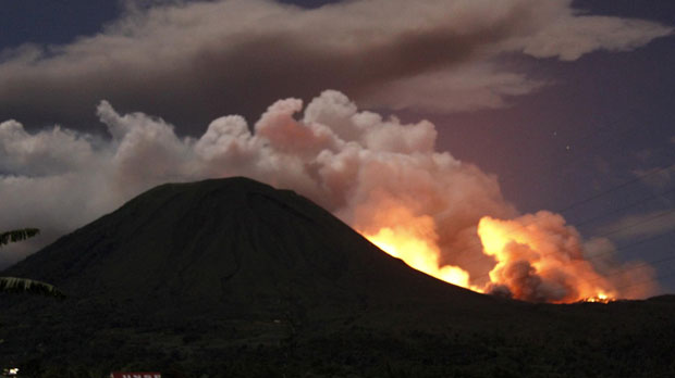 Mount Lokon in Sulawesi, Indonesia which has erupted (Reuters)