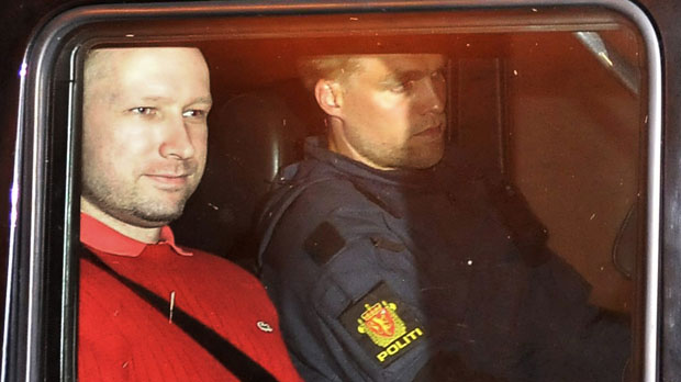 Norway gunman Anders Behring Breivik leaves court. (Reuters)