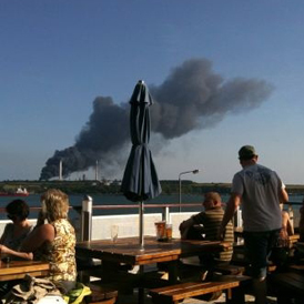 Explosion: Chevron oil refinery in Pembroke Dock. (Picture: Twitter)