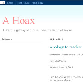 Blog hoax exposed (Gay Girl in Damascus site)