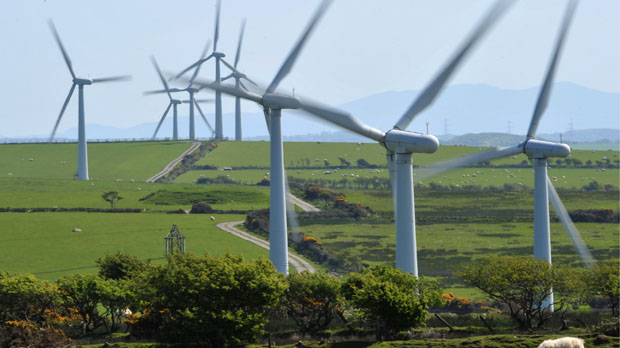 A wind farm in Anglesey, Wales as it emerges the government has failed to hit emissions targets