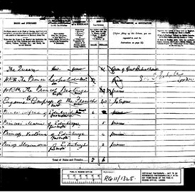 The census return for Windsor Castle in 1881 featuring Queen Victoria and her family