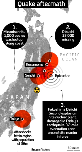 Graphic: Japan's worst-hit areas following the quake and tsunami.