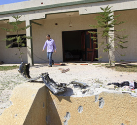 A house hit by coalition force air strike according to a Libyan official 