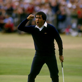 Seve Ballesteros punches the air in 1984 (Getty)