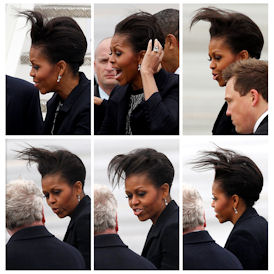 Michelle Obama's hair malfunction (Reuters) 