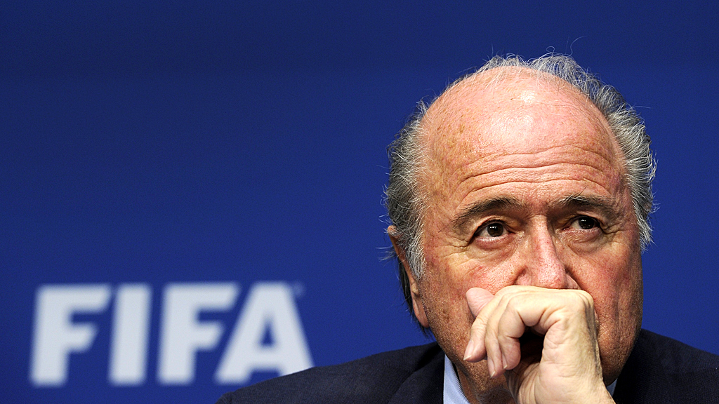FIFA president Sepp Blatter answers questions over his re-election and the Qatar bid (Image: Getty)