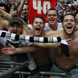 Swansea fans celebrate promotion to the Premier League
