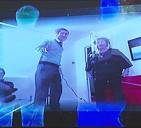 Benjamin Cohen and his grandmother test the Kinect