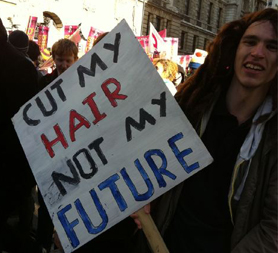 Student march: 'Cut my hair not my future' ( Credit: @hannoir via Twitter)