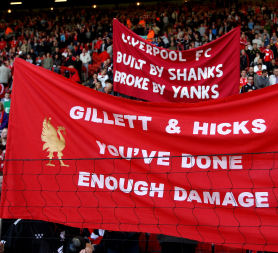 Fans protest against owners Tom Hicks and George Gillett