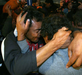 Trapped Chilean miners are reunited with their families