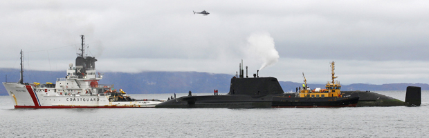Submarine freed after running aground off Scottish coast