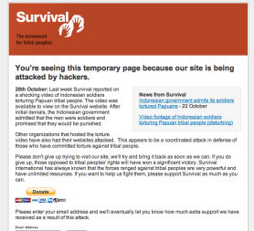 Cyber attack knocks human rights site offline (Survival International)