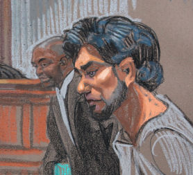 Sketch of Pakistani-born US citizen Faisal Shahzad in court in New York City. (Getty)