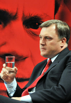 Glass half full? Labour leadership contender Ed Balls.