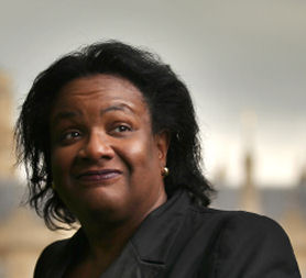 Labour leadership candidate Diane Abbott smiles after giving a television interview near Parliament on June 9. (Getty)