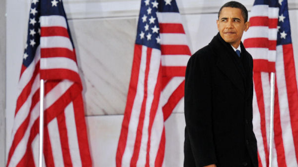 Barack Obama at his inauguration ceremony in Washington DC as 44th US president. (Getty)