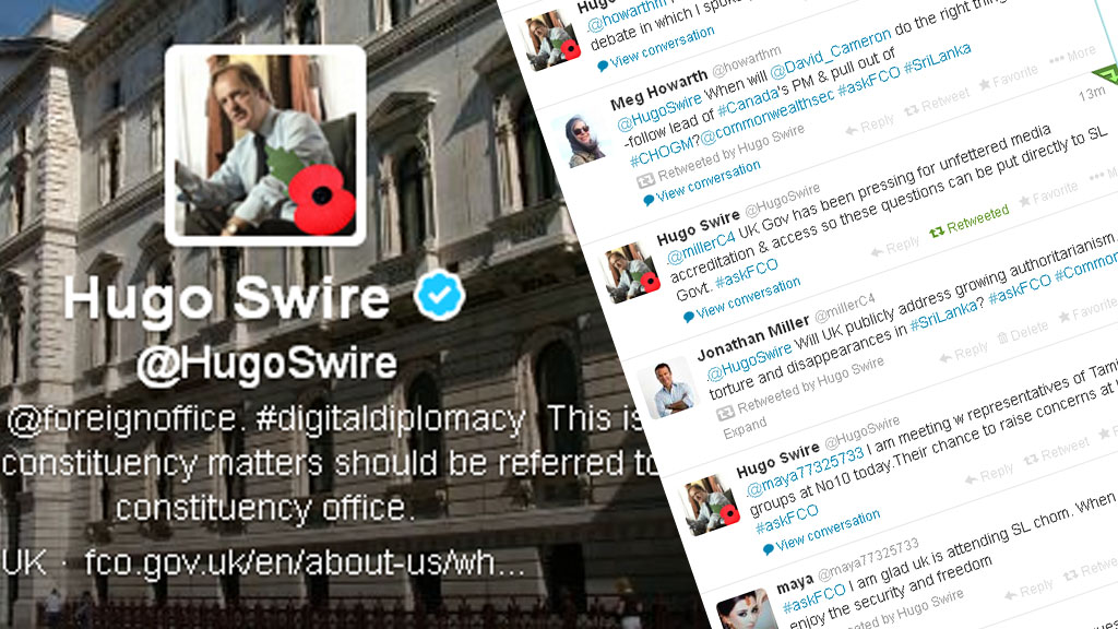 Hugo Swire, FCO minister of state, holds Twitter question and answer on CHOGM in Sri Lanka (picture: Twitter)