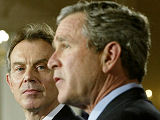 Tony Blair and George Bush meet at the White House, Washington on 31 January 2003.