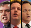 Gordon Brown, Nick Clegg and David Cameron
