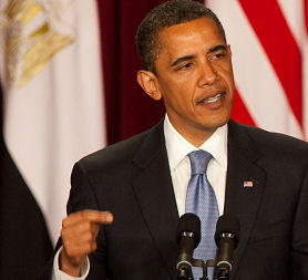 President Barack Obama gives a speech in Cairo (credit:Getty)