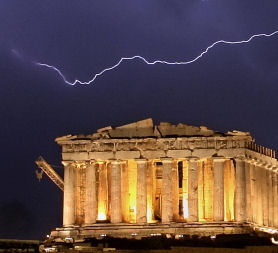 Econmoic storm clouds gathering in Greece? The Parthenon overlooking Athens. (Credit: Getty)