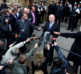 William Hague interviewed by the media (Credit: Getty)
