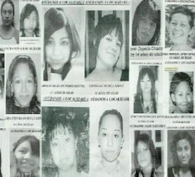 Posters in Ciudad Juarez show the missing girls who may have been trafficked.