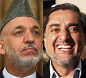 Hamid Karzai and Dr Abdullah Abdullah (picture: Reuters)