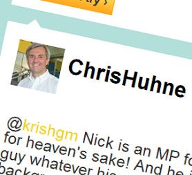 Shadow Home Secretary Chris Huhne interviews on Twitter by Krishnan Guru-Murthy