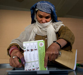 An Afghanistan woman votes (Getty)