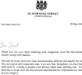 Laws Resignation Letter And Cameron S Response In Full Channel 4 News
