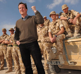 David Cameron meets British troops in Afghanistan. (Credit: Getty)