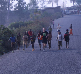 Chris Jackson running one of the twelve marathons he plans to complete in Congo
