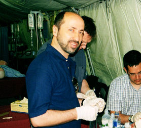 Mohammed Ibrahim trains Iraqi doctors in a British base southern Iraq.