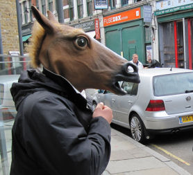 Google &apos;horse-boy&apos; in the street seconds before he cantered away. (Credit: Dobbin Horsome)