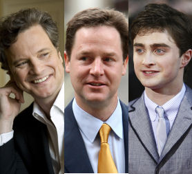 Colin Firth, Nick Clegg and Daniel Radcliffe. (Credit: Reuters)