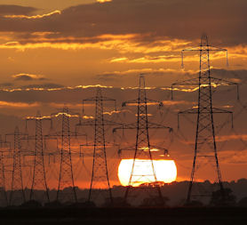 Power lines at sunset (Credit: Getty)
