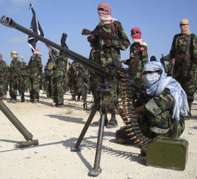 Alleged members of the al Shabaab militia in Somalia.