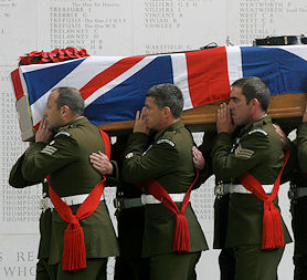 British soldiers carry the coffin of a comrade killed in Afghanistan (Reuters)