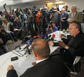 Archbishop of Mechelen-Brussels and Primate of Belgium Andre-Joseph Leonard holds a news conference about abuse allegations in Belgium (Credit: Reuters)
