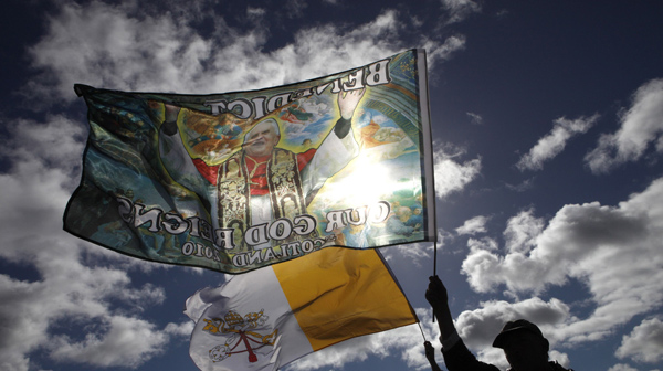 Moer than 4 million Catholics welcome Pope Benedict&apos;s visit (Reuters).